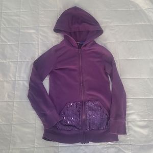 Purple Zip Up Hoodie with Sequins